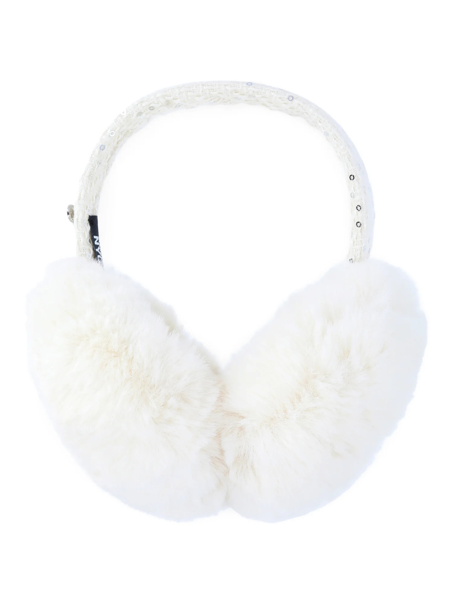 Madden NYC Women's Faux Fux Ear Muffs with Sequin Boucle Band, White | Walmart (US)