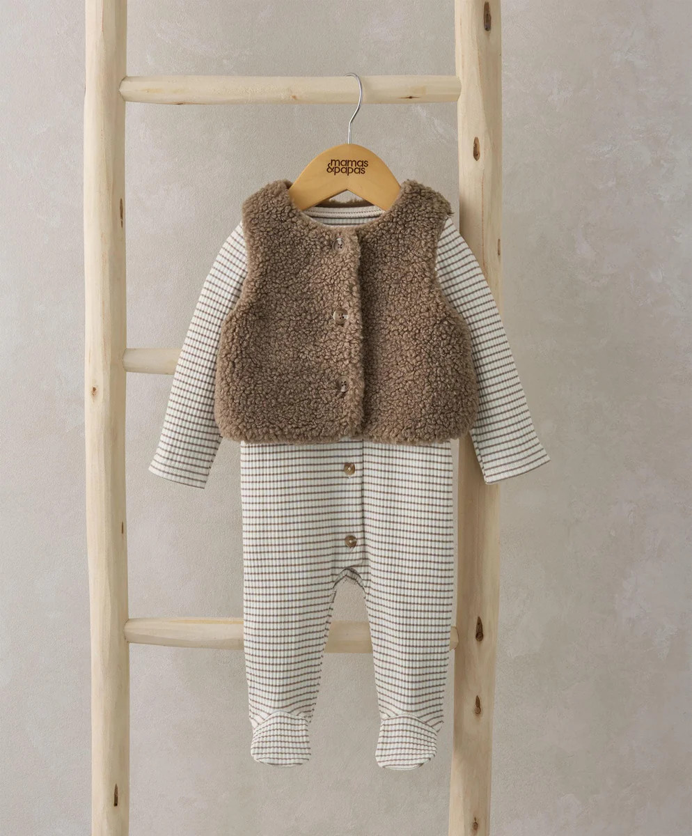 Borg Gilet & All in One Outfit Set - Sand | Mamas & Papas