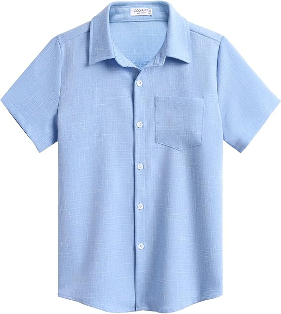 COOFANDY Men Boys Linen Shirts Short Sleeve Button Down Shirts Hawaiian Tropical Shirts       Sen... | Amazon (US)