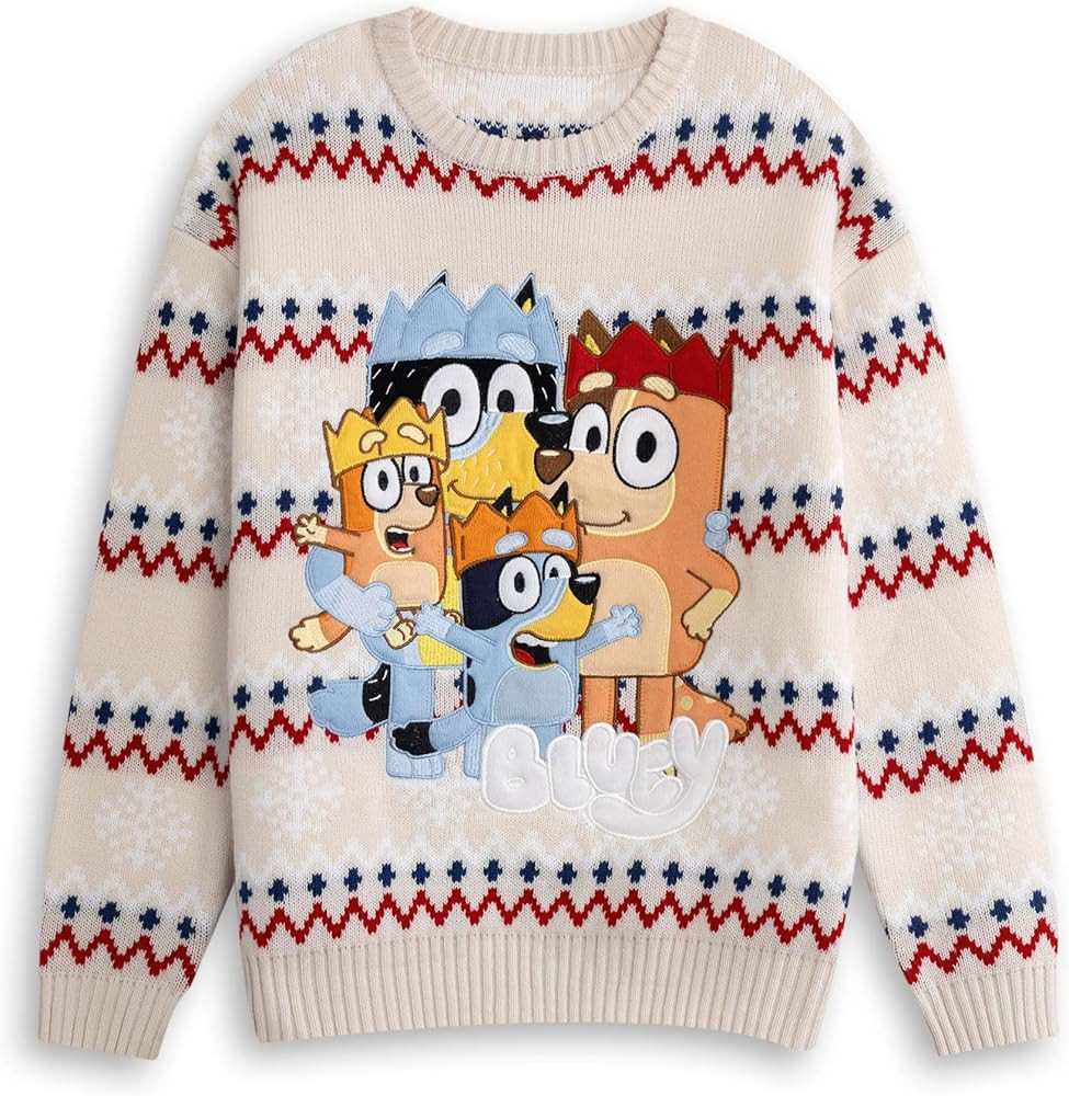 Bluey Unisex Cream Heeler Family Christmas Jumper, Bingo, Bandit and Chilli Holiday Sweater for A... | Amazon (US)