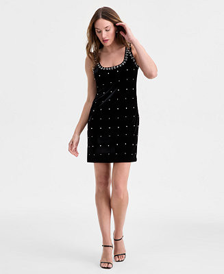Women's Embellished Stretch Velvet Mini Dress, Macy's Exclusive | Macy's
