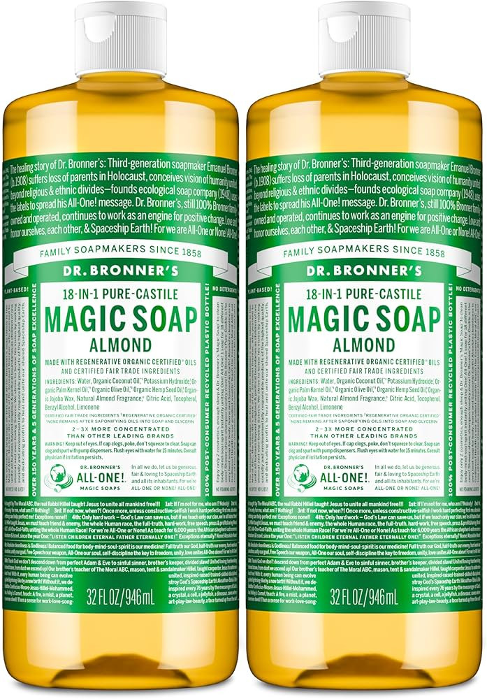 Dr. Bronner's Pure-Castile Magic Liquid Soap (Almond, 32 Ounce, 2-Pack)- Made with Regenerative O... | Amazon (US)