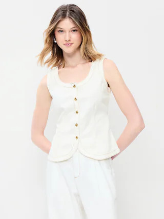 Sleeveless Longline Denim Vest | Old Navy (US)