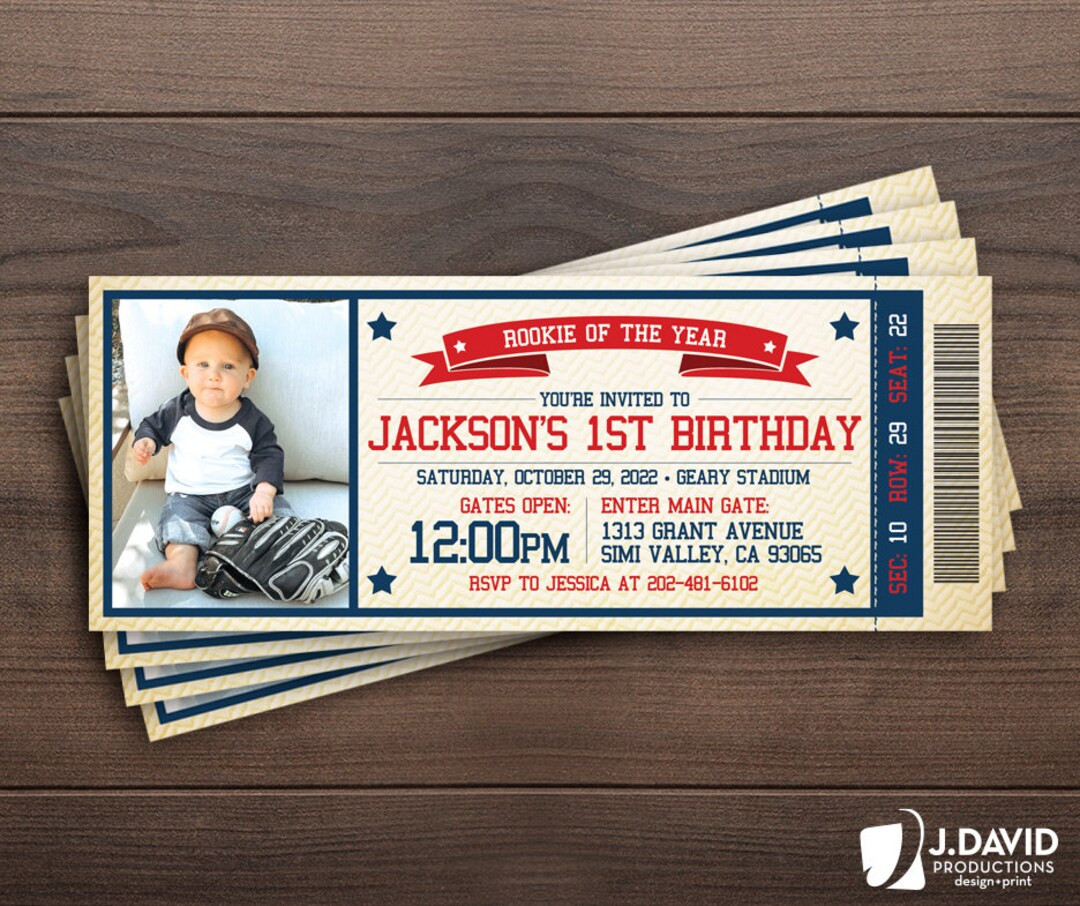 Rookie of the Year, All Star Baseball, Little Slugger, 1st Birthday, Ticket Invitation | Etsy (US)