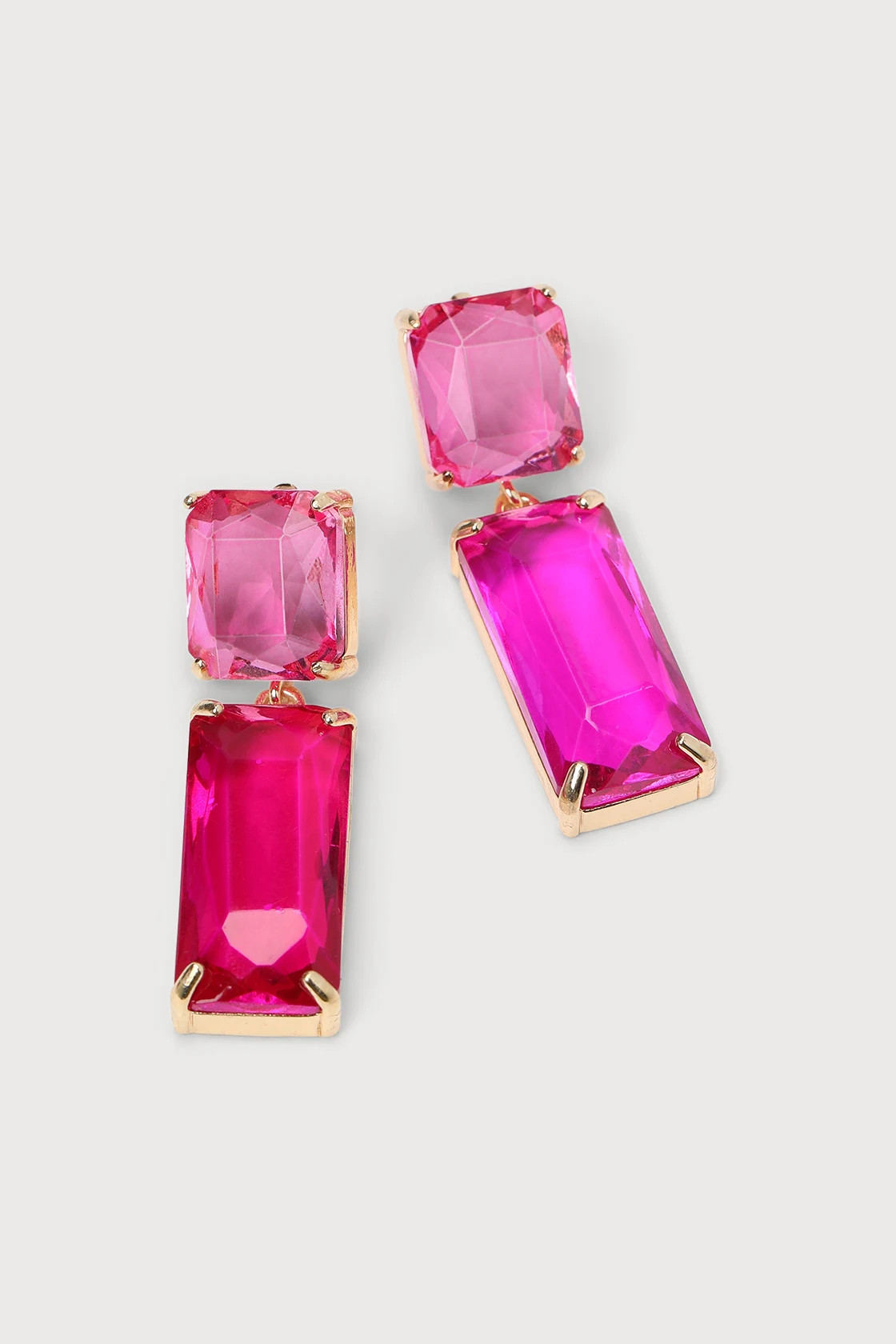 Radiant Rhinestones Gold and Pink Color Block Earrings | Lulus (US)