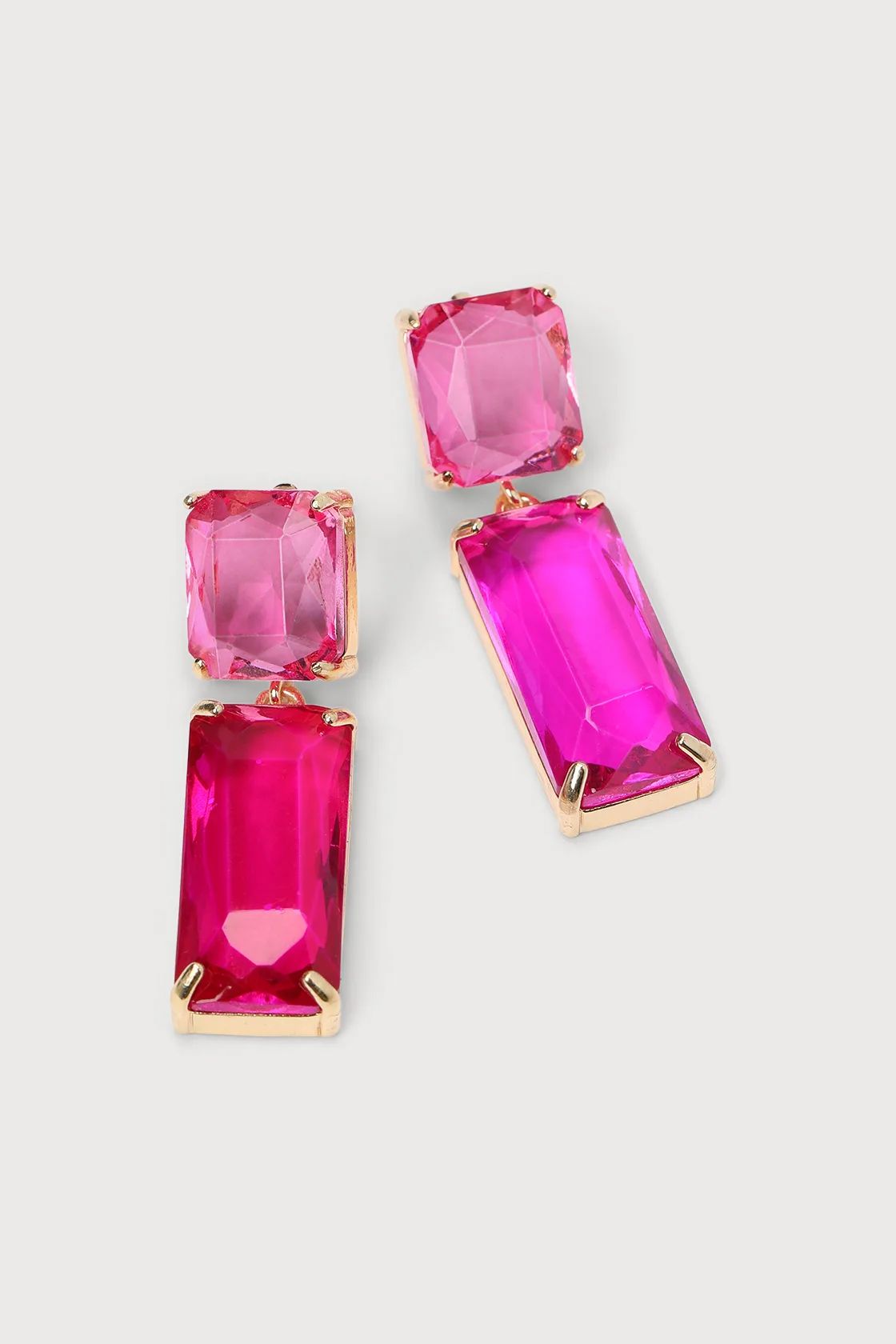 Radiant Rhinestones Gold and Pink Color Block Earrings | Lulus (US)