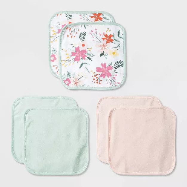 Baby Girls' 6pk Floral Meadow Washcloth Set - Cloud Island™ Pink | Target