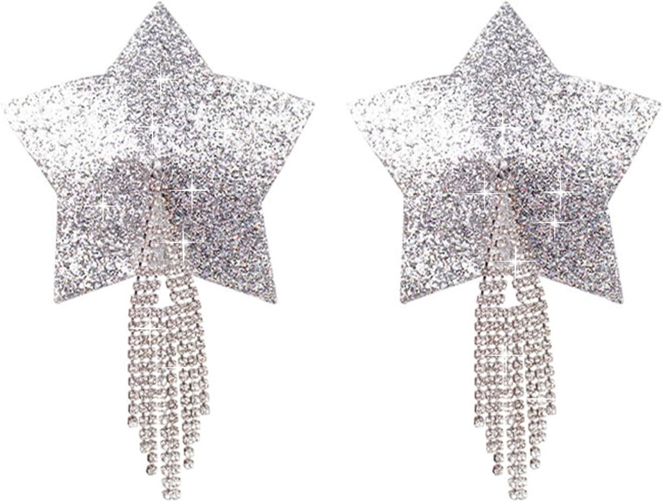 Reusable Silicone Sequin Adhesive Nipple Cover Pasties Bra with Tassel Star Pasties Adhesive Nipp... | Amazon (US)