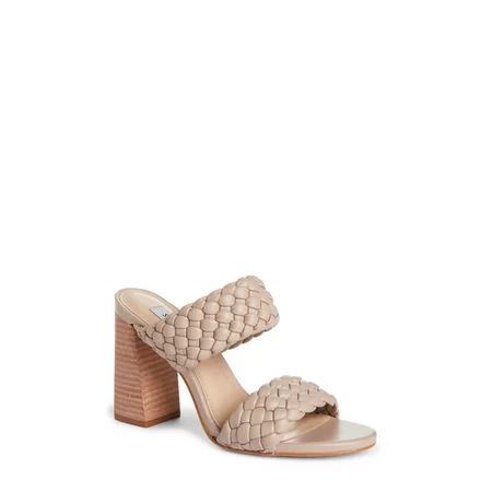 Steve Madden Tielo Woven Texture Straps Chic Slide Stacked Heeled Sandal Taupe (9 Taupe) | Walmart (US)