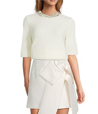 Antonio Melani Kourtney Wool Blend Jeweled Crew Neckline Short Sleeve Sweater | Dillard's | Dillard's