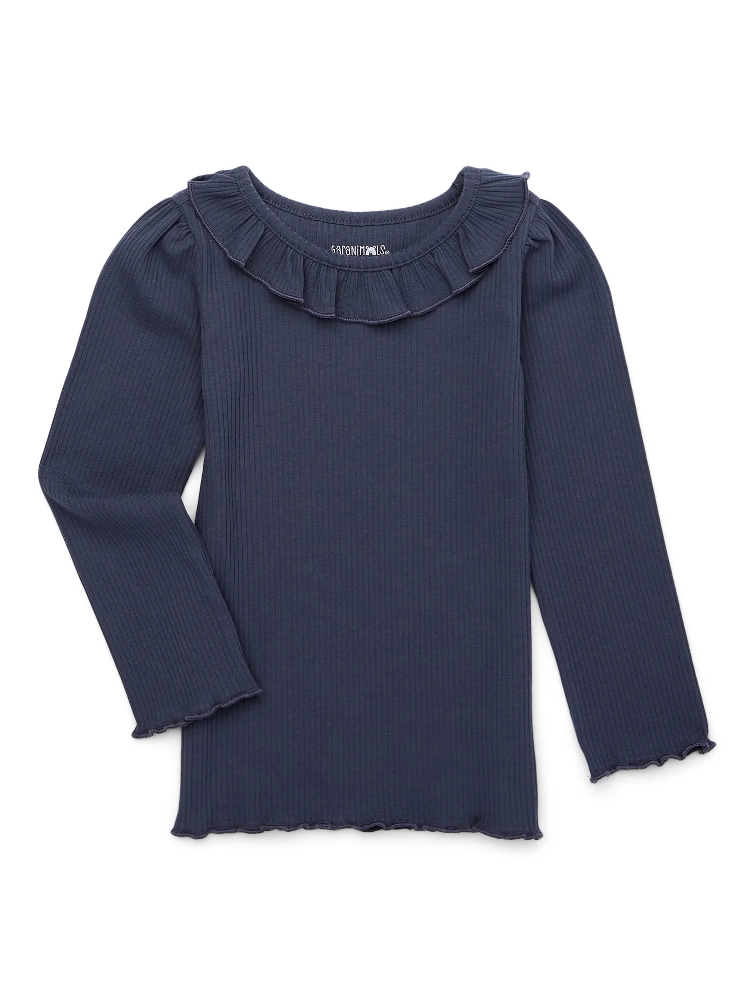 Garanimals Toddler Girls’ Ribbed Ruffle Neck Top with Long Sleeves, Sizes 18M-5T | Walmart (US)