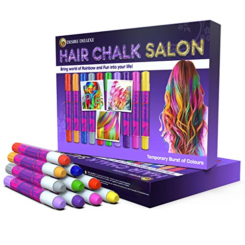 Desire Deluxe Hair Chalk for Girls Makeup Kit of 10 Temporary Colour Pens Gifts, Great Toy for Ki... | Amazon (US)