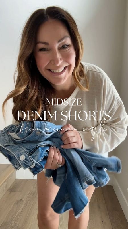 Denim Shorts wearing size 14 in all 4 styles since they have minimal stretch! Here’s the styles and measurements: 
AE Strigid Super High-Waisted Relaxed Short Size 14 | 4″ Inseam | 12.5″ Rise
AE Strigid Super High-Waisted Relaxed Ripped Short Size 14 | 4.5″ Inseam | 12.5″ Rise
AE Strigid Super High-Waisted Relaxed Denim Short Size 14 | 4″ Inseam | 13″ Rise
AE Strigid 4″ Perfect Ripped Denim Short Size 14 | 4.5″ Inseam | 12″ Rise

#LTKfindsunder100 #LTKmidsize #LTKSeasonal