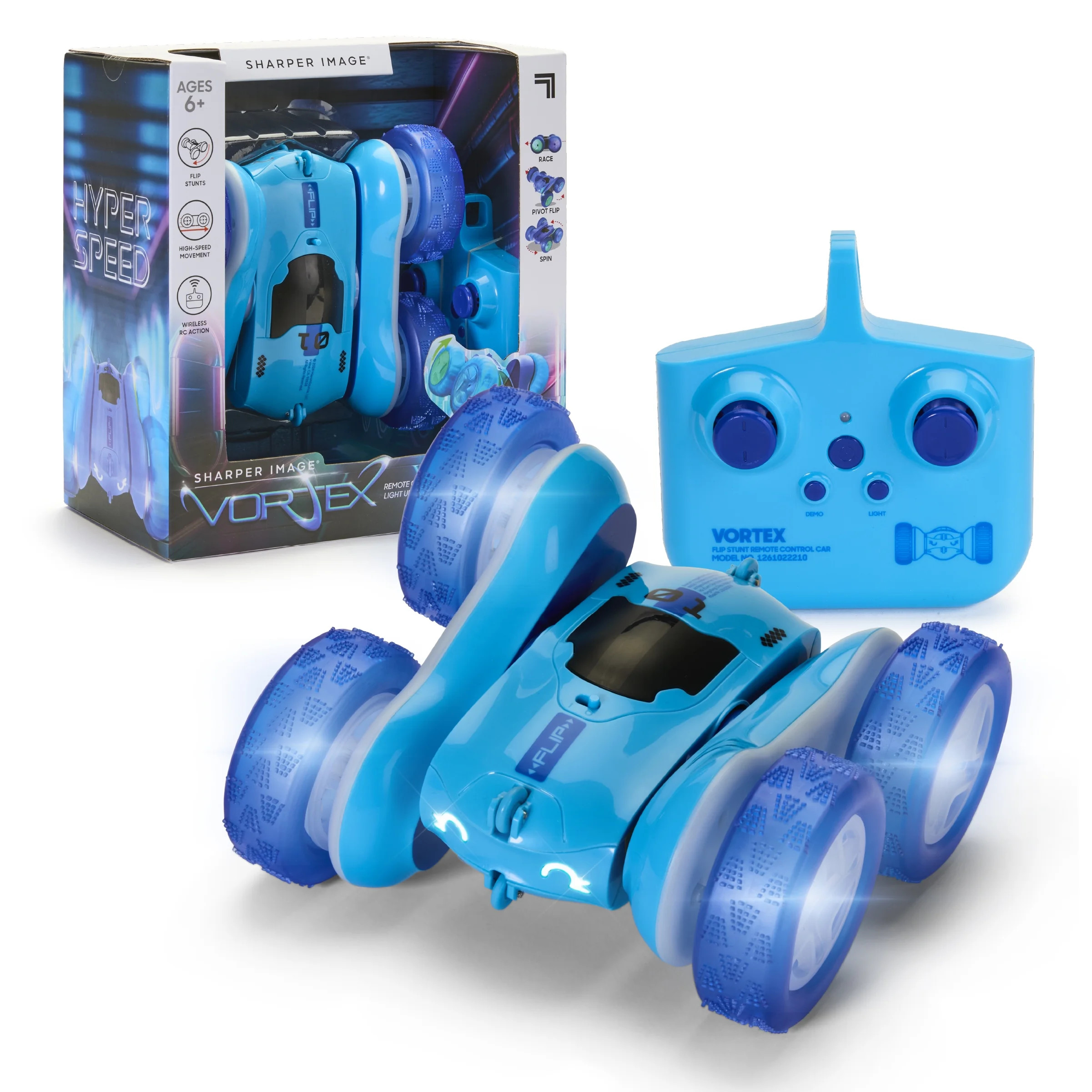 Sharper Image® Vortex RC Light-Up 360° Stunt Car, 2.4GHz Wireless Remote, Blue | Walmart (US)