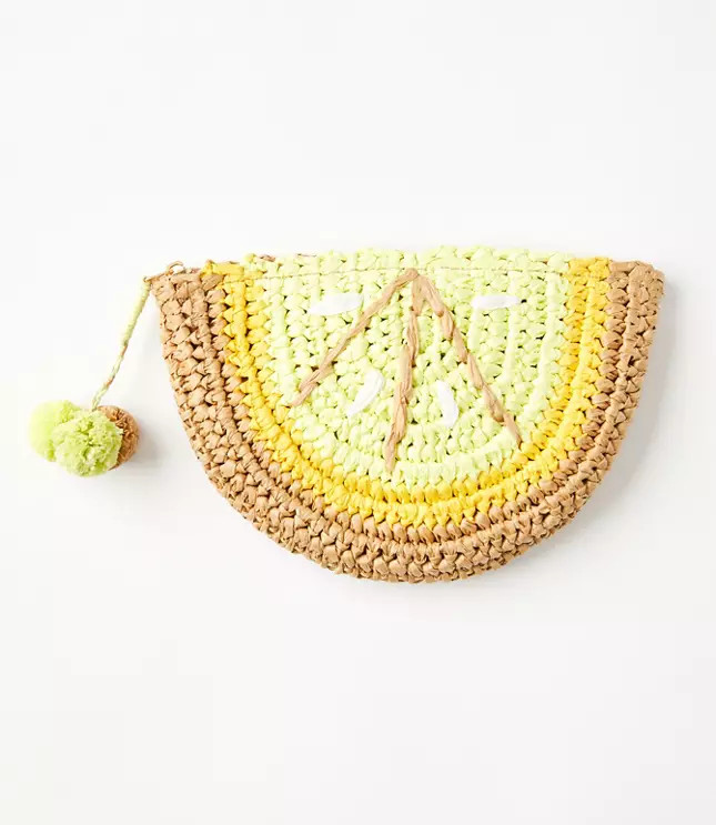 Lemon Straw Pouch | LOFT