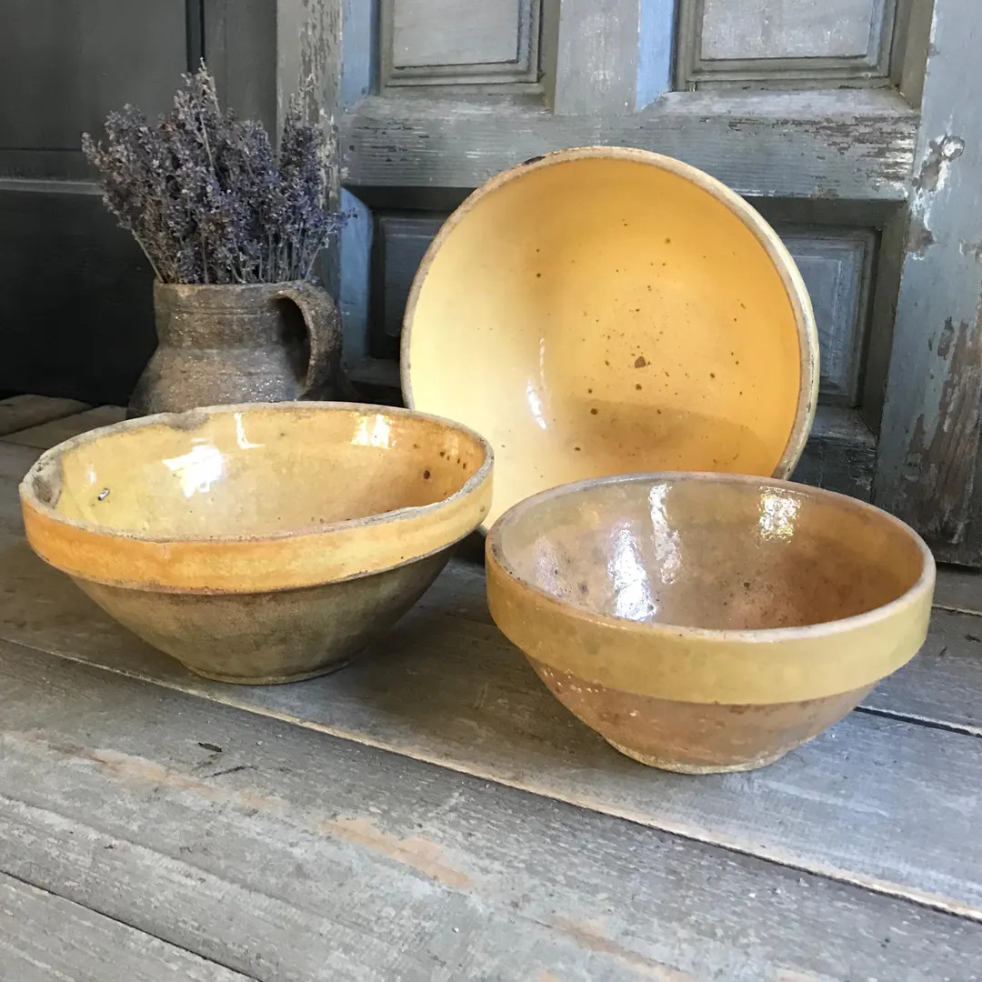 19th C French Mixing Bowl, Confit, Pottery, Rustic Small Dairy Bowl, Primitive, French Farmhouse ... | Etsy (US)