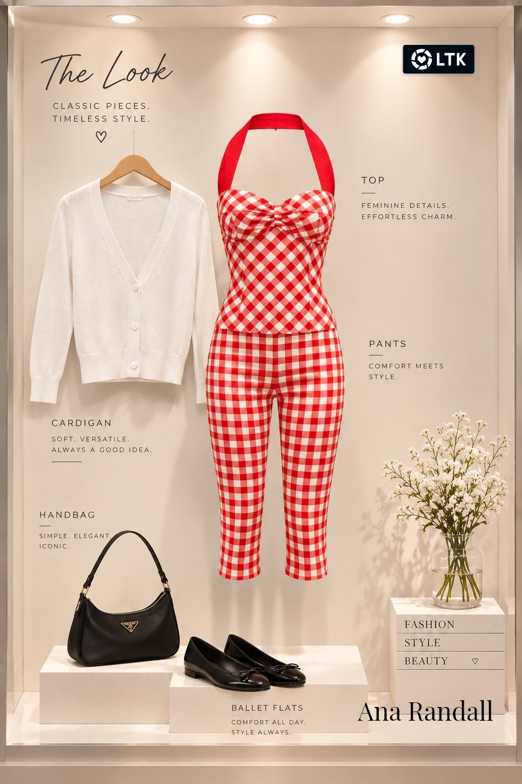 Okay, how cute is this retro-inspired look? 🍒 Red gingham is having such a moment, and I’m obsessed with how effortless this set feels. Layering the cozy white cardigan over the halter top gives it that perfect touch of vintage charm without looking overdone. Add classic black ballet flats and a sleek shoulder bag, and you’re set for anything from a weekend brunch to a casual date night!

Xoxo,
Ana Randall♥️

#LTKstyletip #LTKshoes