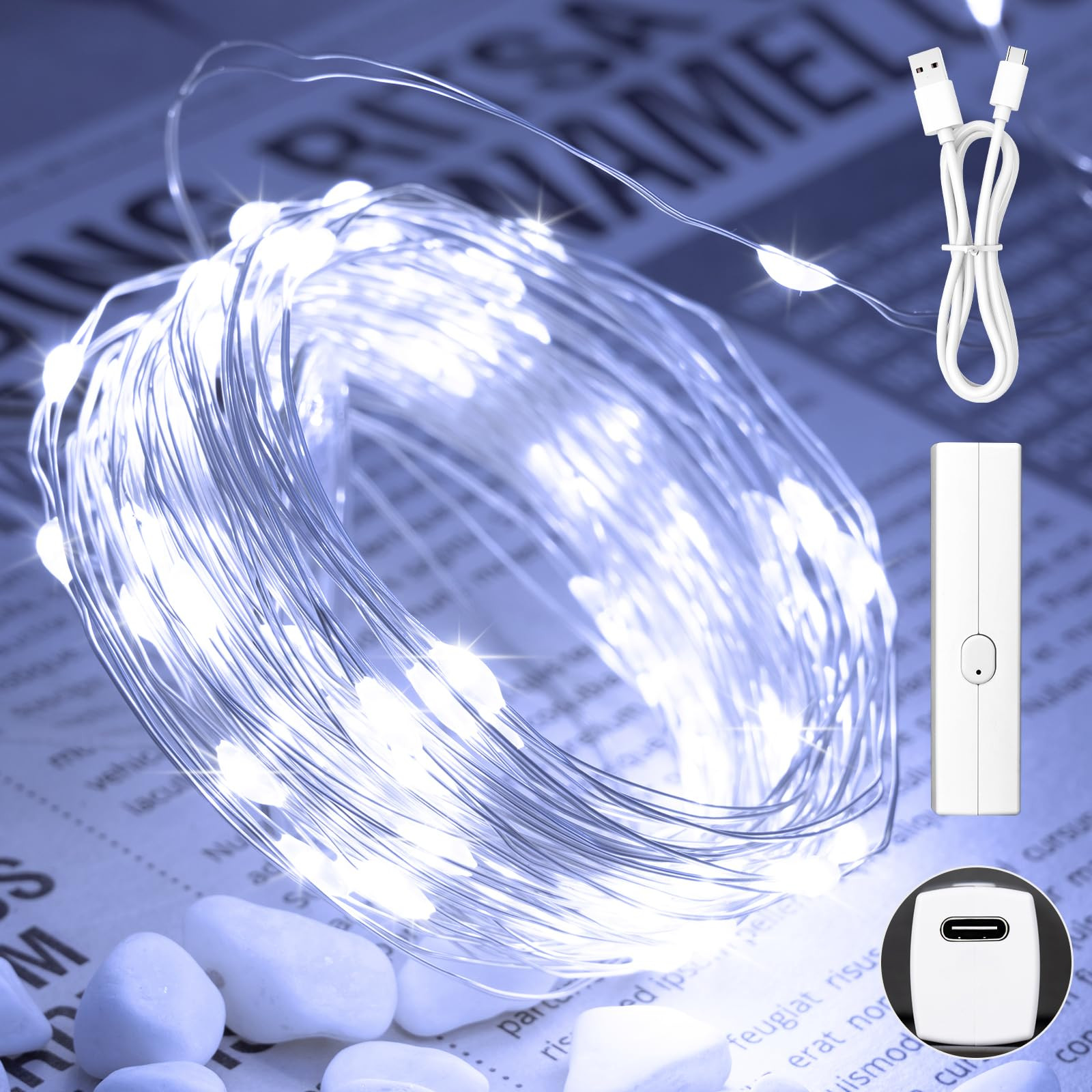 66FT(33 * 2) Rechargeable String Lights Battery Operated, Fairy Lights with Timer, Mini LED Twink... | Amazon (US)