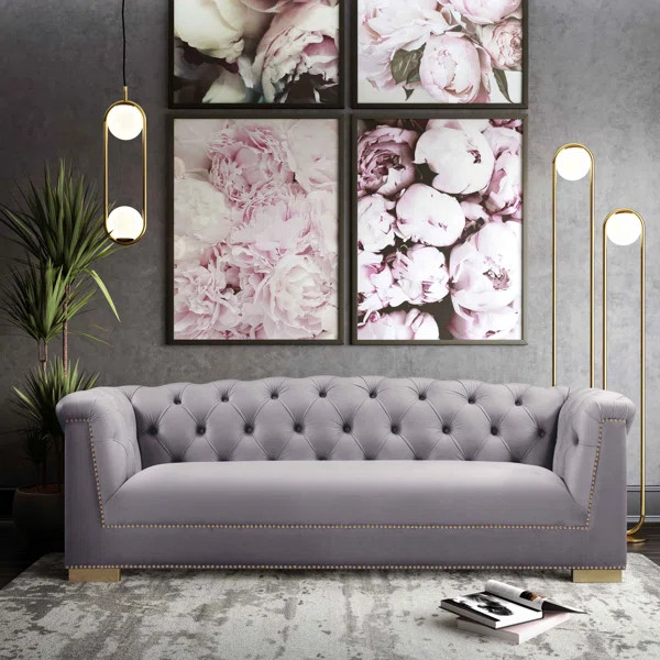 Farah 92.1'' Velvet Rolled Arm Sofa | Wayfair North America