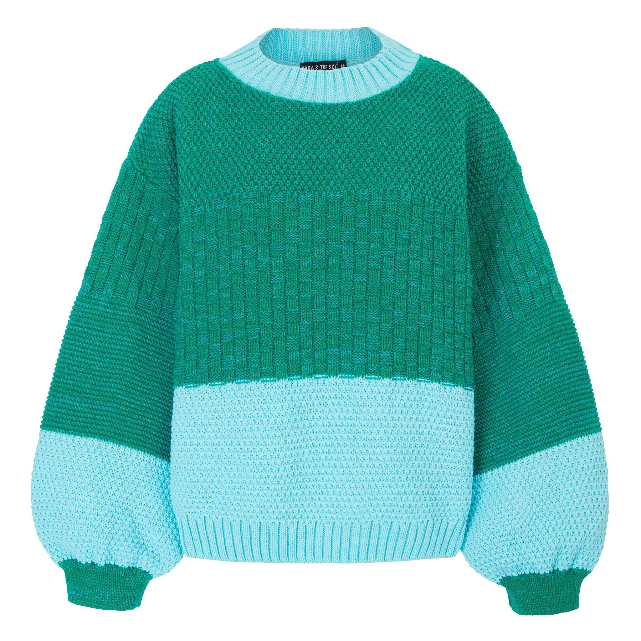 Taz Recycled Cotton Mix Two Tone Jumper - Green | Wolf & Badger