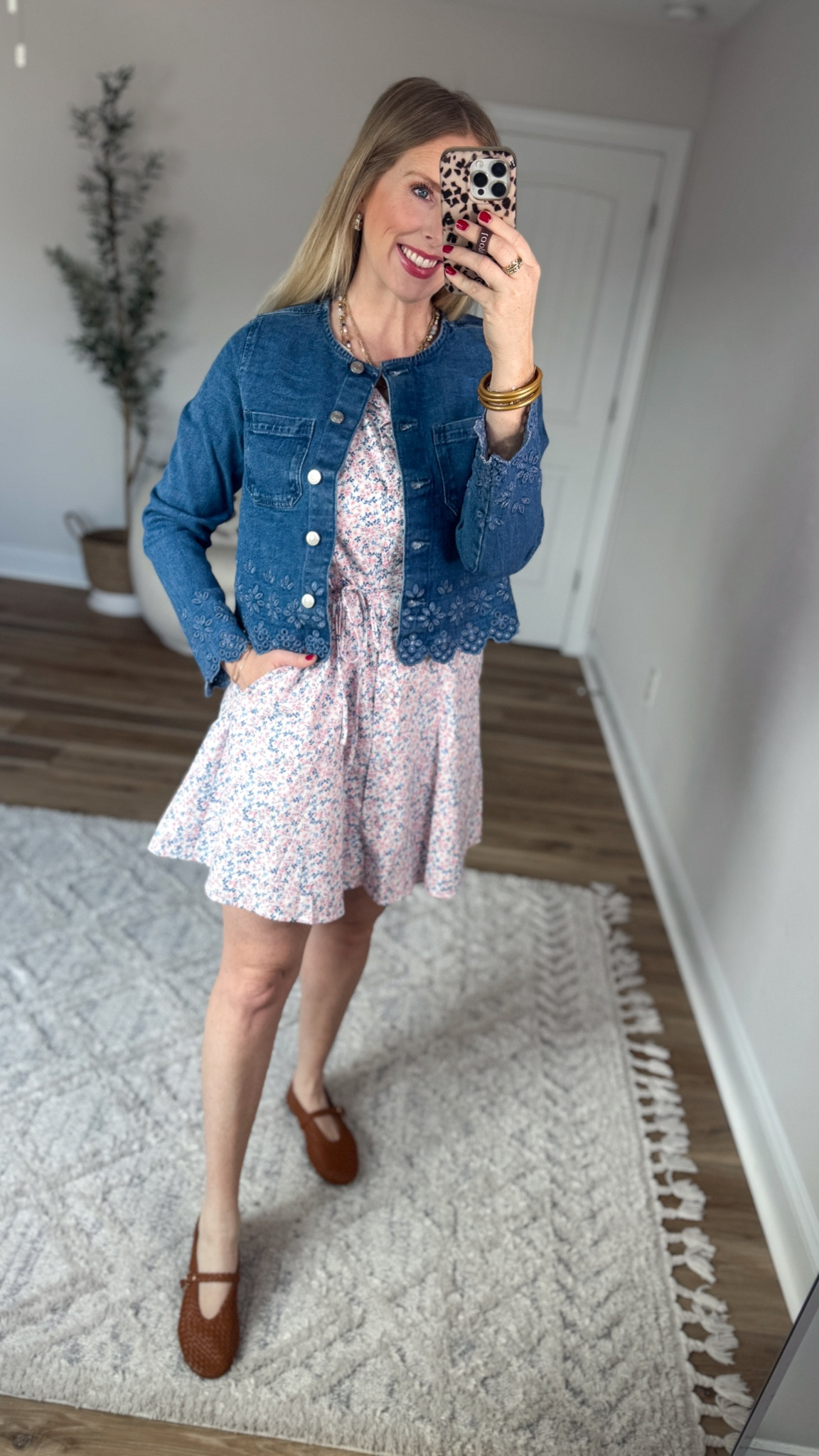 Daily try on, Walmart outfit, Walmart fashion, Walmart try on, eyelet Jean jacket, floral mini dress 

#LTKootd #LTKmomlife #LTKWorkwear