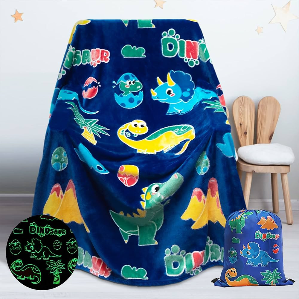 Glow in The Dark Dinosaur Blanket Gifts for 1-10 Year Old Boys Girls ,Dino Soft Kids Blankets,Din... | Amazon (US)