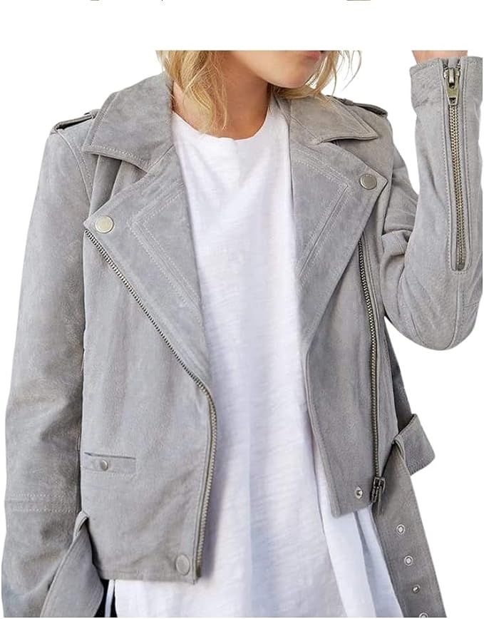 [BLANKNYC] womens Luxury Clothing Cropped Suede Leather Motorcycle Jacket | Amazon (US)