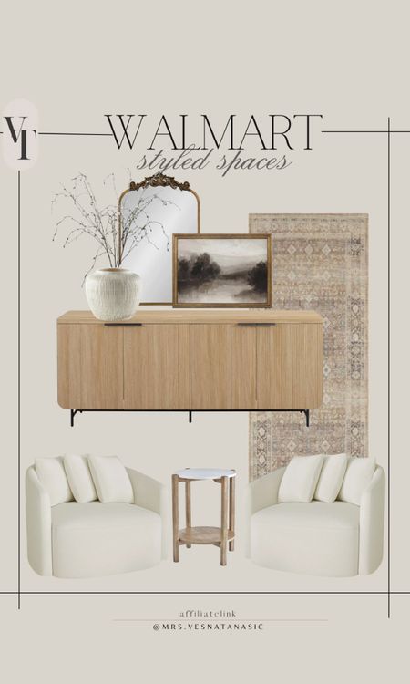 Walmart styled spaces for inspo! Affordable home decor and furniture finds, including this beautiful sideboard. 

Sideboard, Walmart, Walmart finds, Walmart home, home decor, sideboard styling, accent chair, side table, 

#LTKHome #LTKSaleAlert