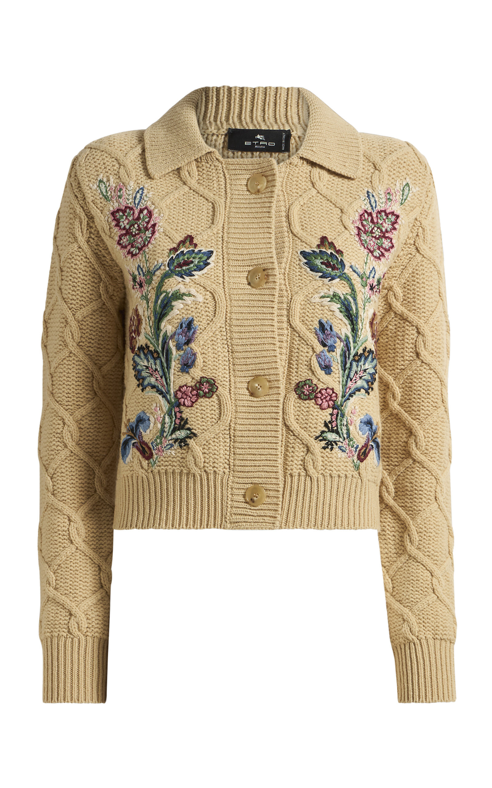 Etro - Embroidered Wool-Cashmere Cardigan - Tan - IT 42 - Moda Operandi | Moda Operandi (Global)