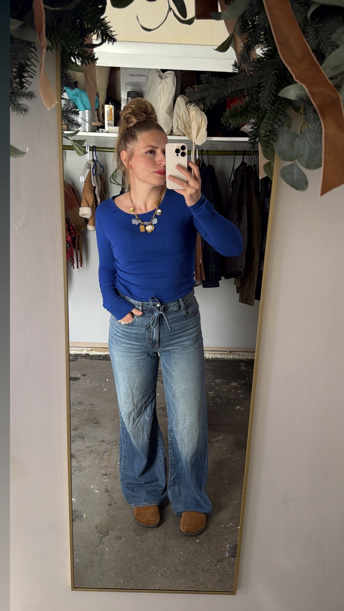 Wide leg denim, airy denim, drawstring jeans, charm necklace, spring outfit 

#LTKSeasonal