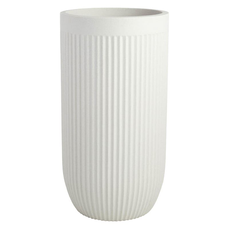 Tall Off-White Fluted Planter, Medium | At Home