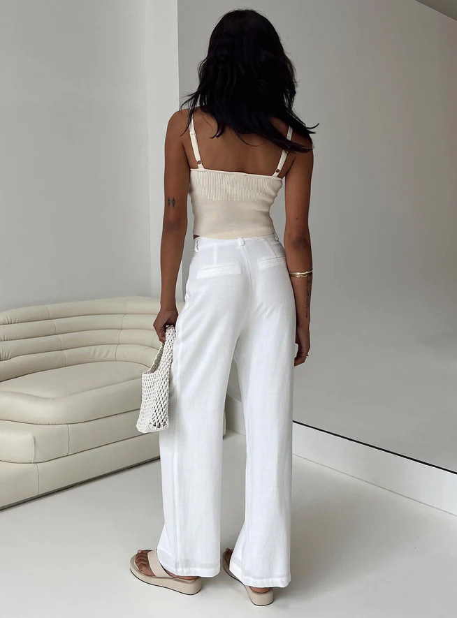 Brenda Linen Blend Pants White | Princess Polly US