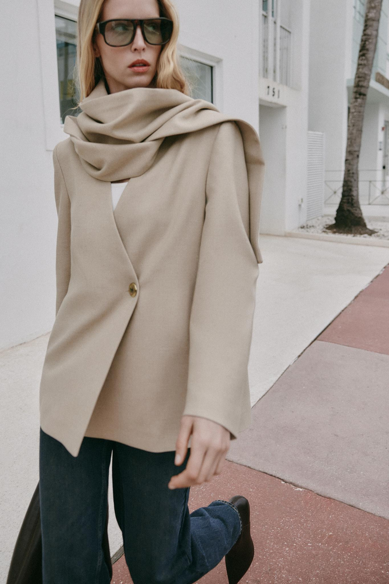 SCARF COLLAR BLAZER | Zara US