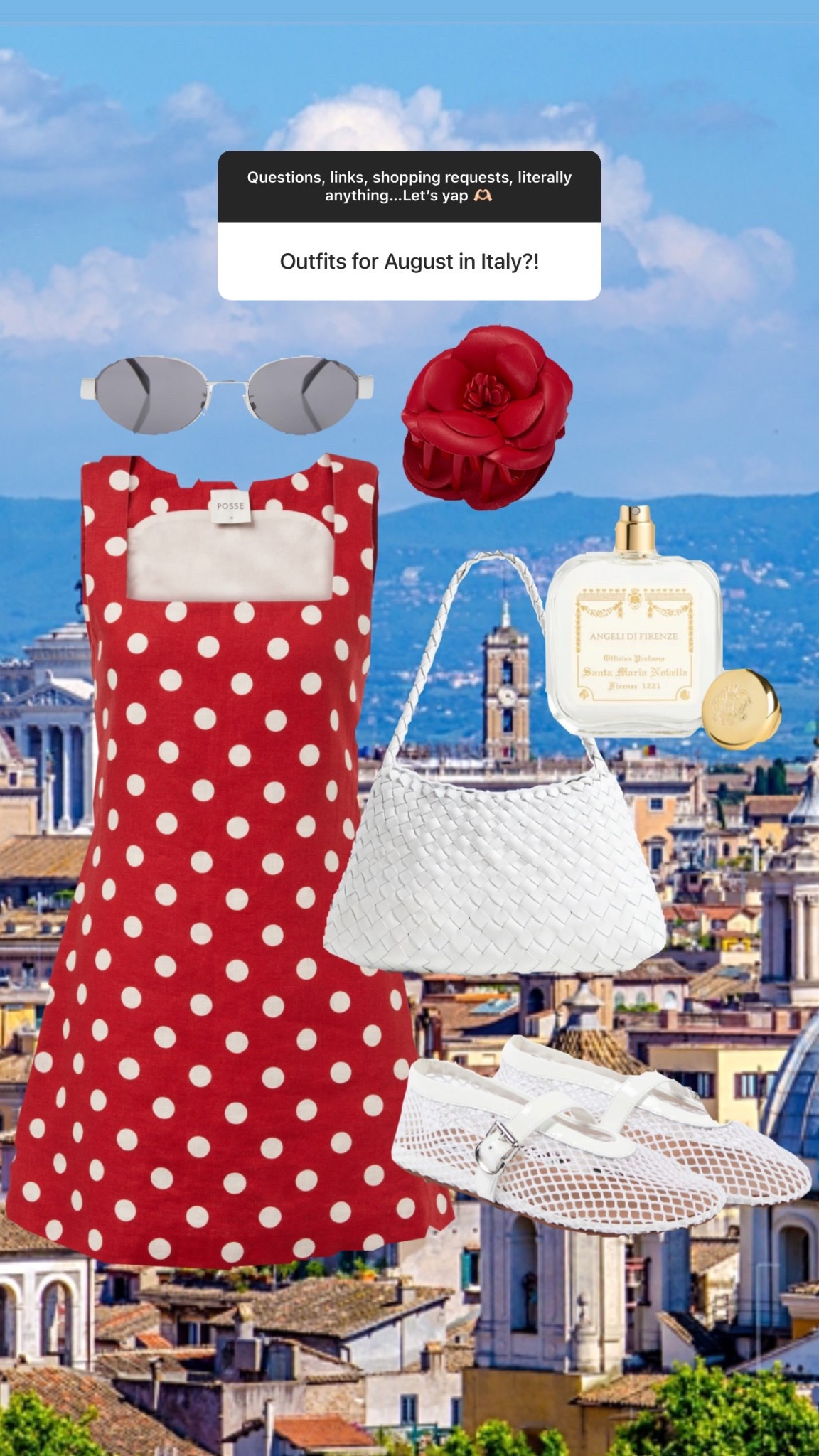 August in italy outfit idea! It will be HOT if you are in the south! Btw buy this santa maria novella fragrance when you’re there 🥰

#LTKStyleTip #LTKSeasonal #LTKTravel