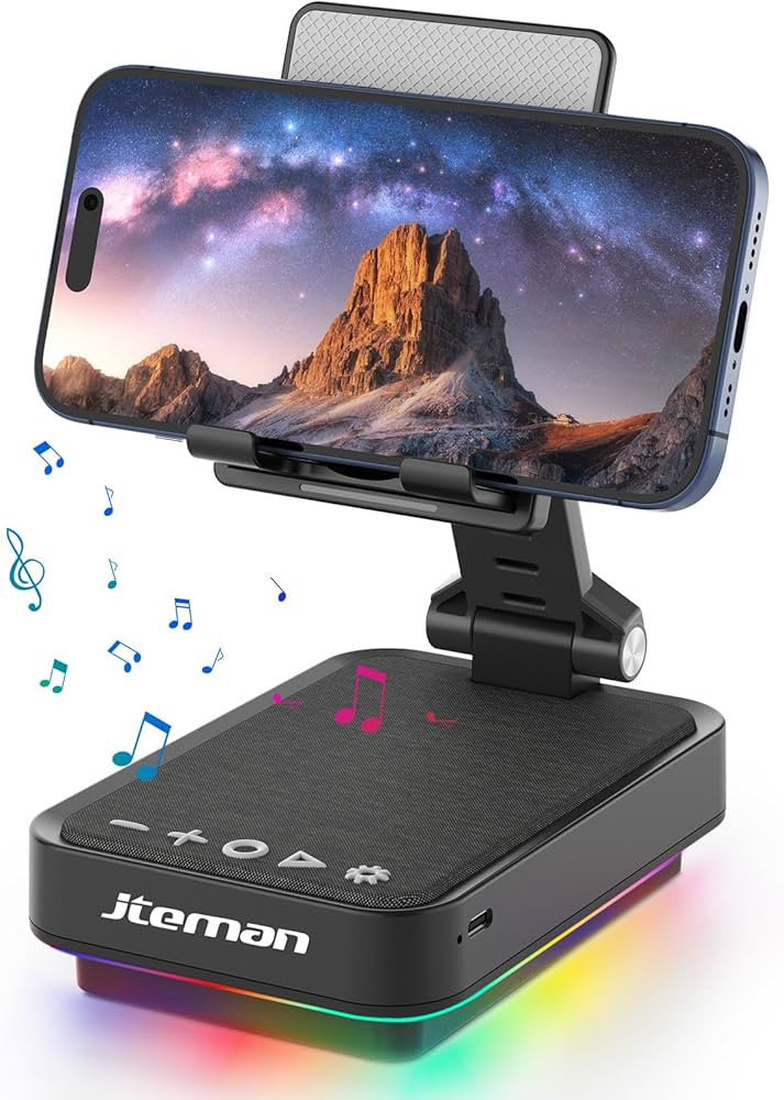 JTEMAN Gifts for Men Cell Phone Stand with Wireless Bluetooth Speaker and Jumping Light, Cool Tec... | Amazon (US)