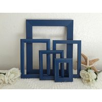 Navy Blue Picture Frame Set Up Cycled Vintage Wood Photo Gallery Collection Beach Cottage Coastal Seaside California Nautical Home Decor | Etsy (US)