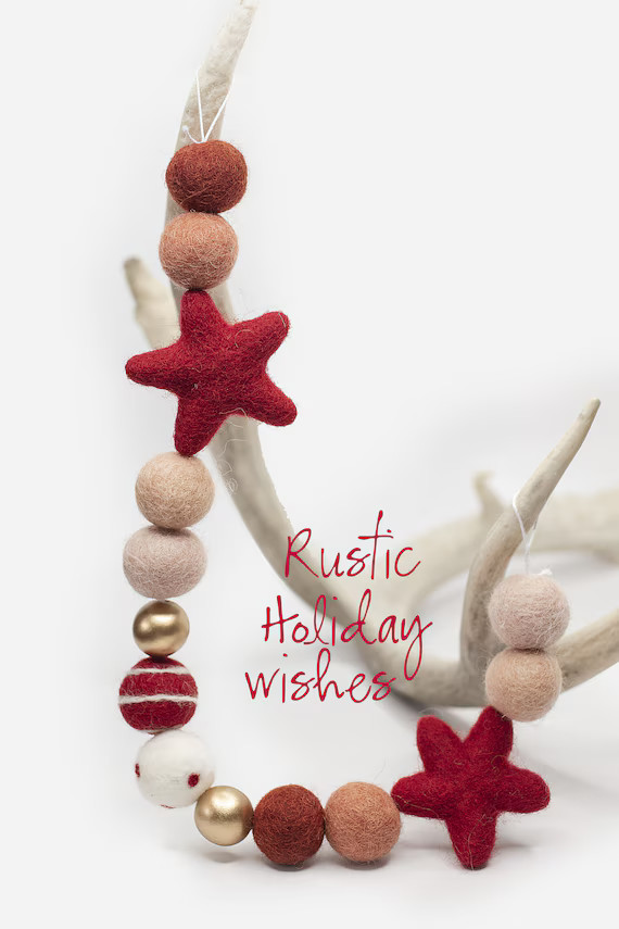 Rustic Holiday Wishes  Felt Star Garland  Christmas Garland - Etsy | Etsy (US)