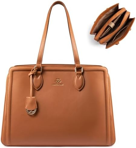 LOVEVOOK Laptop Bag for Women, Large Capacity Leather Computer Tote Bag, Waterproof Work Bags, Gr... | Amazon (US)