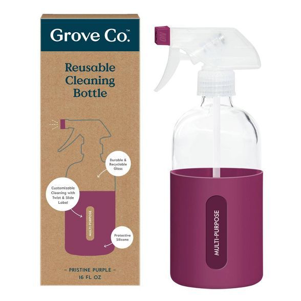 Grove Co. Reusable Cleaning Glass Spray Bottle with Silicone Sleeve - Pristine Purple | Target