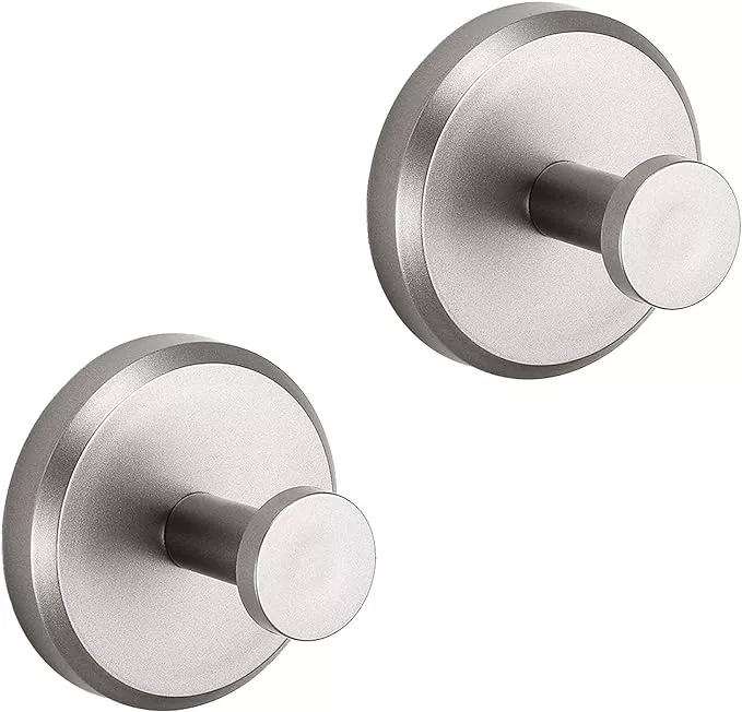 DGYB Large Suction Cup Hooks for Shower Set of 2 Brushed Nickel
