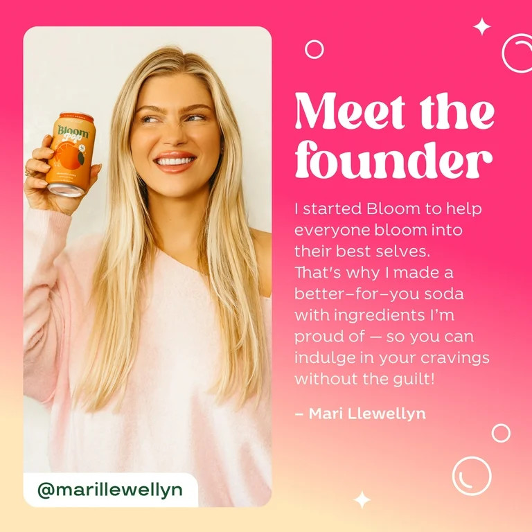 Bloom Pop Strawberry Cream Prebiotic Soda Pop, 12 fl oz, 4 Pack Cans | Walmart (US)