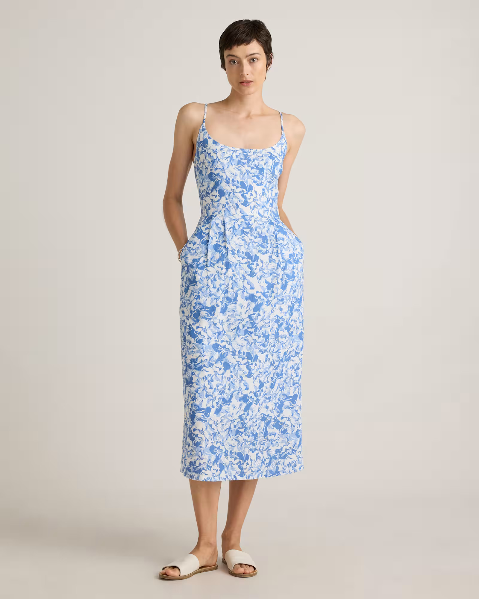 100% European Linen Scoop Neck Midi Dress | Quince
