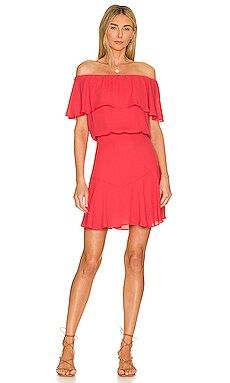 krisa Off Shoulder Ruffle Dress in Rio from Revolve.com | Revolve Clothing (Global)