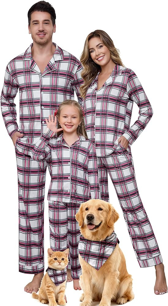 Family Matching Pajamas Set Long Sleeve Button Down Pjs Soft Lounge Set Sleepwear for Men and Wom... | Amazon (US)