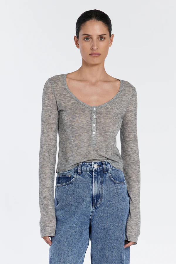 ARDEN GREY MARLE LONG SLEEVE TOP | DISSH