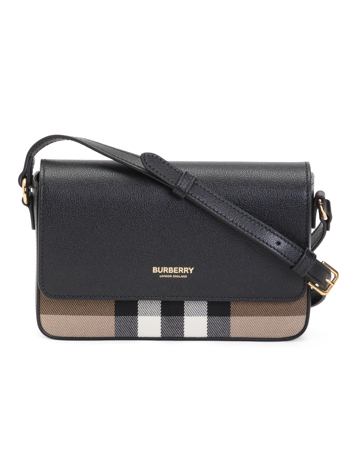 Canvas And Leather Small Hampshire House Check Crossbody | TJ Maxx