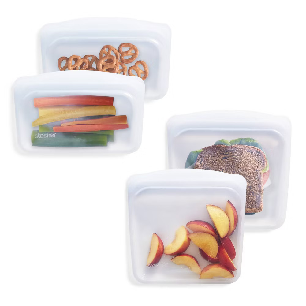 stasher Premium Silicone Reusable Food Storage Bags Lunch Starter Kit - Clear | eBay | eBay US