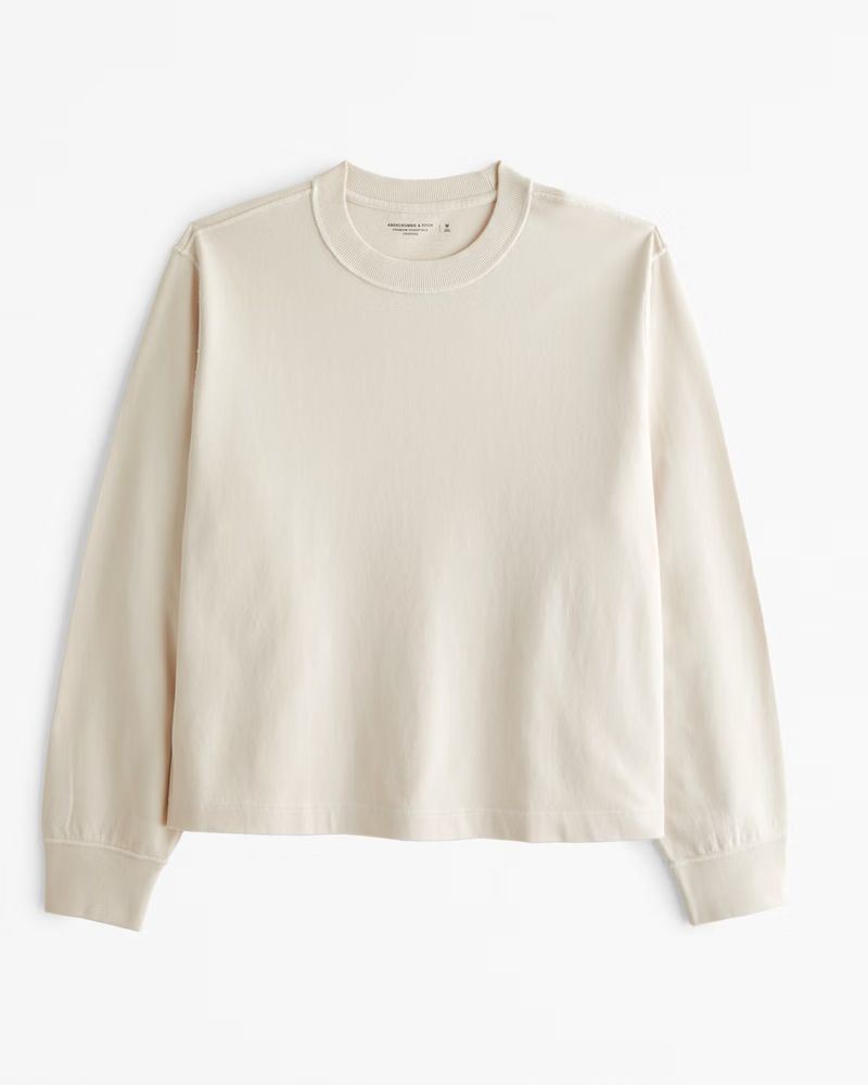 Long-Sleeve Premium Heavyweight Cropped Tee | Abercrombie & Fitch (US)