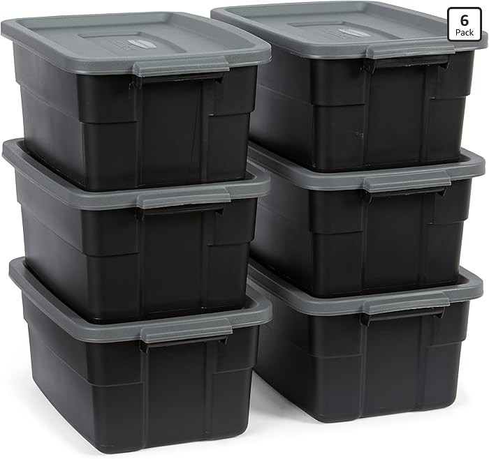 Rubbermaid 6-Pack Heavy Duty Durable 3 GAL Totes for Storage with Snap Lids and Handles, Plastic ... | Amazon (US)
