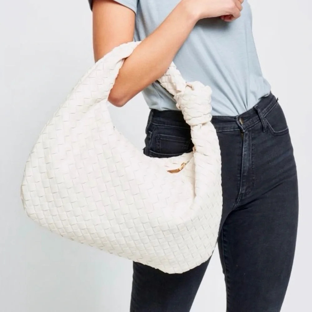 NWT Urban Expressions ‘Vanessa’ Woven Vegan Leather Hobo w/ Knot Handle Ivory | Poshmark